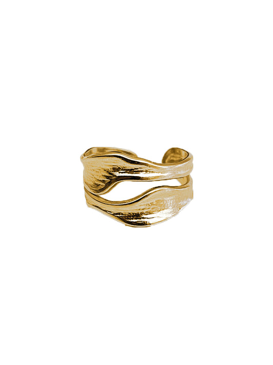 CAMELLIA - GOLD RING IN STAINLESS STEEL 18K GOLD PLATING WATERPROOF