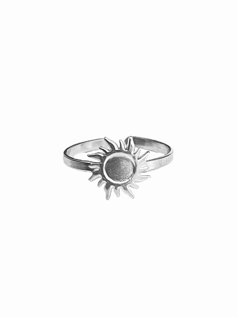 SUNFLOWER SILVER RING STAINLESS STEEL WATERPROOF