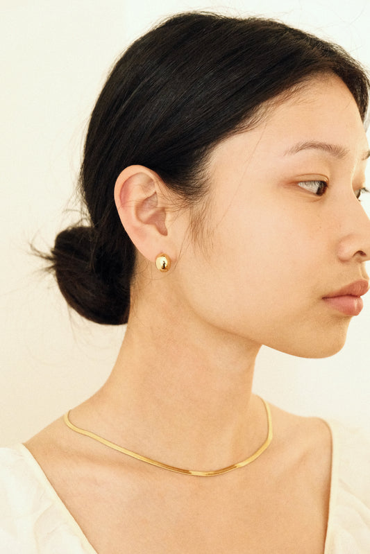 JAPONICA - GOLD ROUND STUD EARRINGS 18K GOLD PLATING WATERPROOF