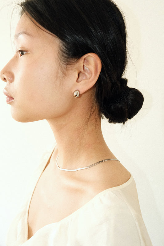 JAPONICA - SILVER ROUND STUD EARRINGS WATERPROOF