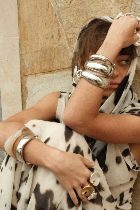 FLOR - SILVER BANGLE STAINLESS STEEL WATERPROOF