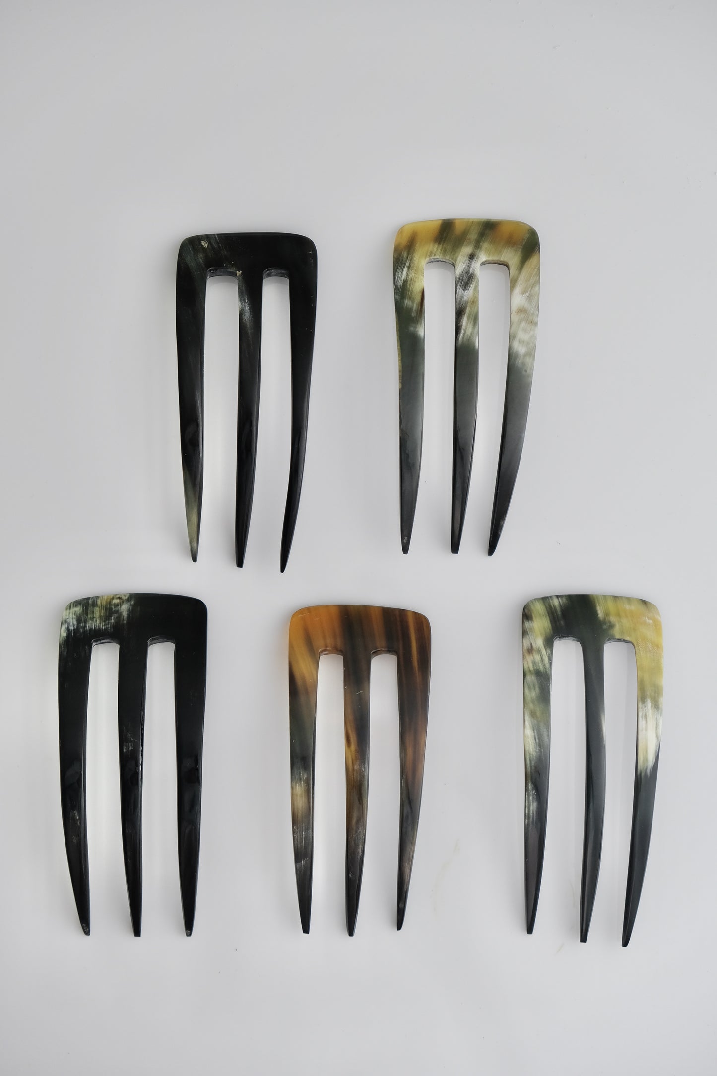 HAIR FORK - BUFFALO HORN DARK