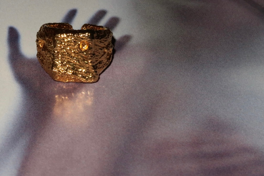 HYACINTH - GOLD RING SOLID 925 STERLING SILVER 18K GOLD PLATING WATERPROOF