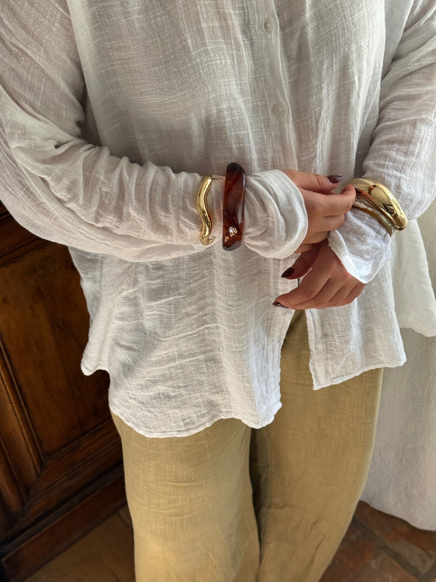 FLOR - GOLD BANGLE STAINLESS STEEL 18K GOLD PLATING WATERPROOF