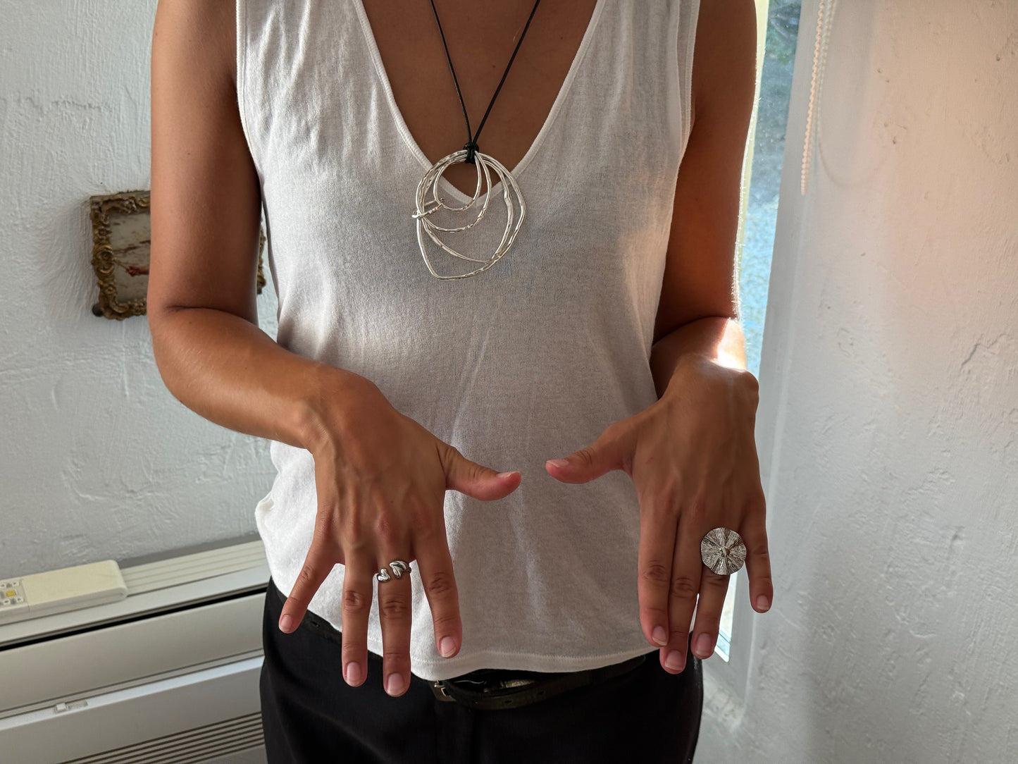 CASSIS - SILVER LAYERED NECKLACE BLACK BAND
