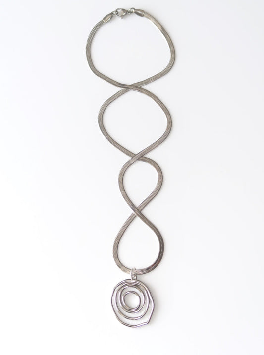 ZINNIA - SILVER SWIRL NECKLACE STAINLESS STEEL WATERPROOF