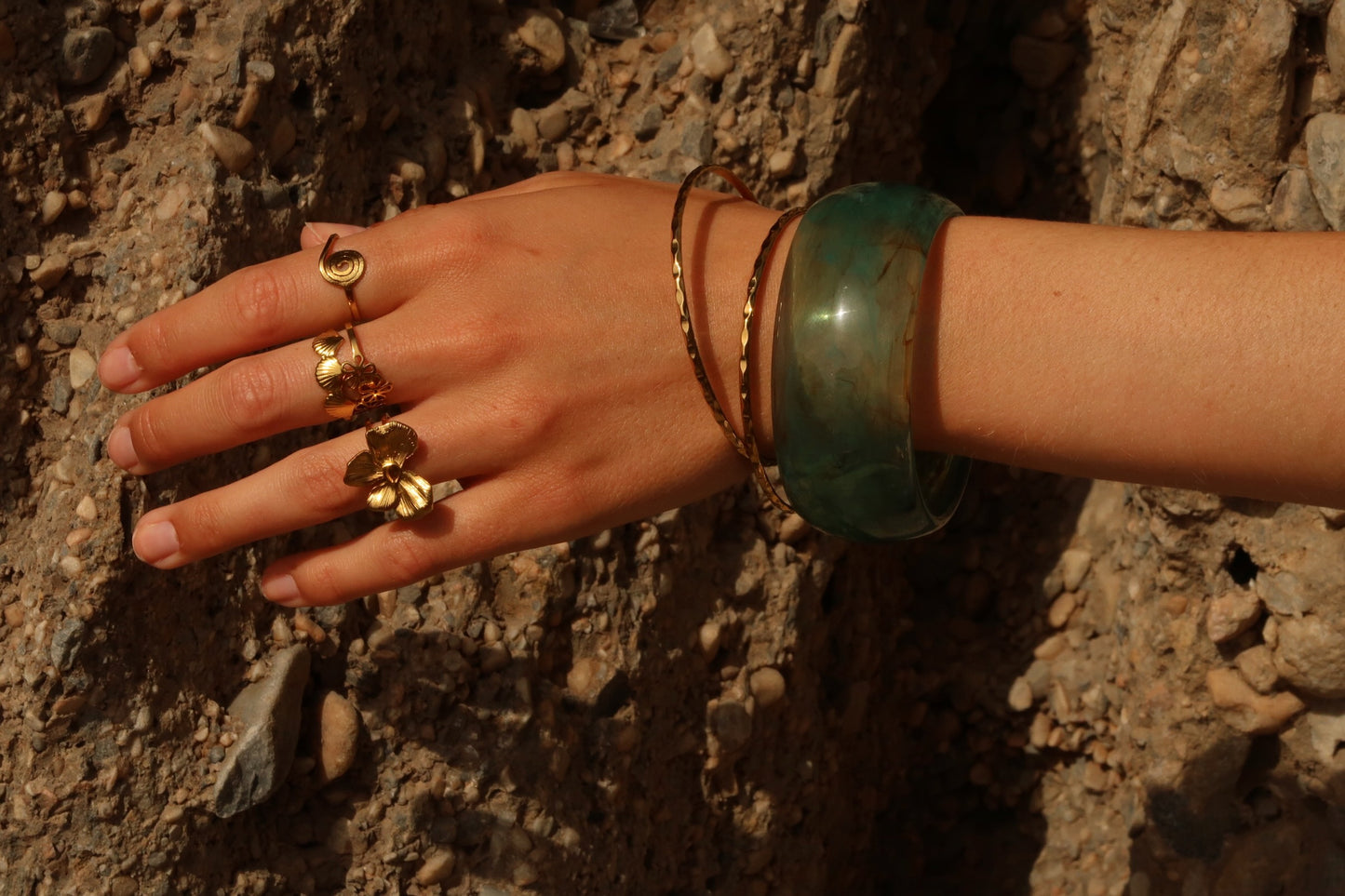 VIOLET - GOLD RING STAINLESS STEEL 18K GOLD PLATING WATERPROOF