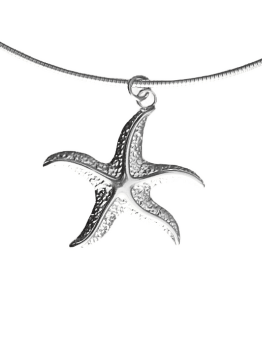 HONEYSUCKLE - SILVER STARFISH NECKLACE STAINLESS STEEL WATERPROOF