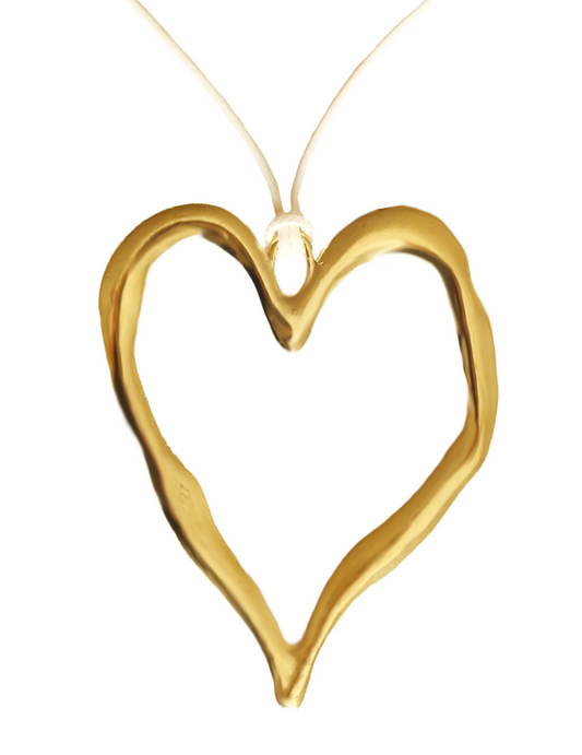 LAVENDER - GOLD STATEMENT HEART NECKLACE  WHITE BAND