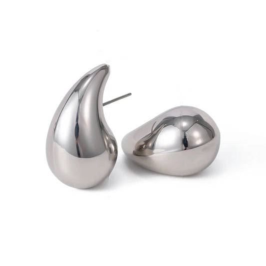 FAUCARIA - CHUNKY SILVER EARRINGS WATERPROOF