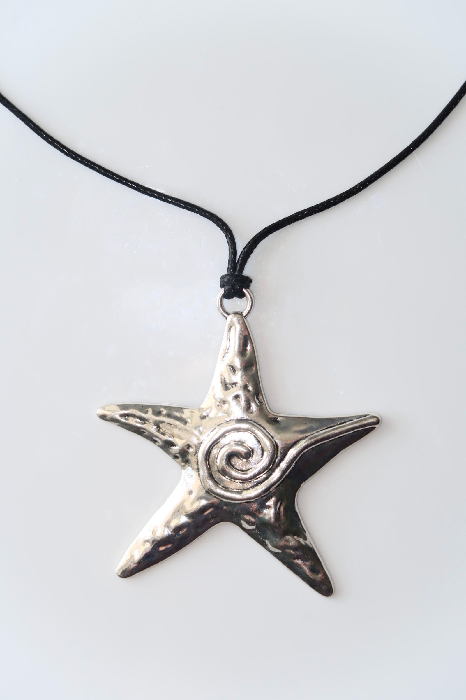 WISTERIA - STATEMENT SILVER STAR NECKLACE BLACK BAND