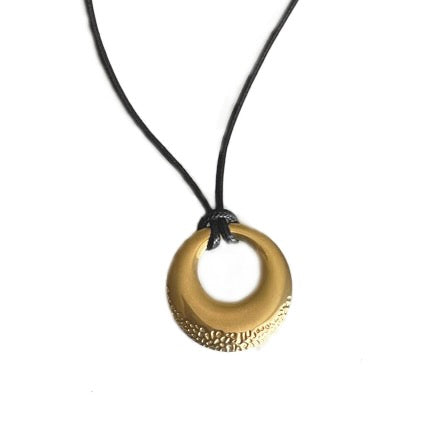 GARDENIA - GOLD RING NECKLACE 18K GOLD PLATING WATERPROOF BLACK BAND