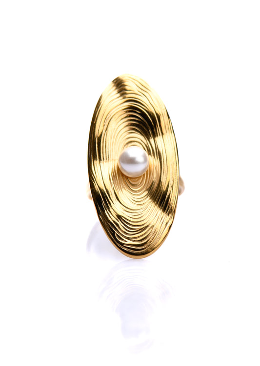 CHARA - GOLD RING PEARL WITH 18K GOLD PLATING WATERPROOF