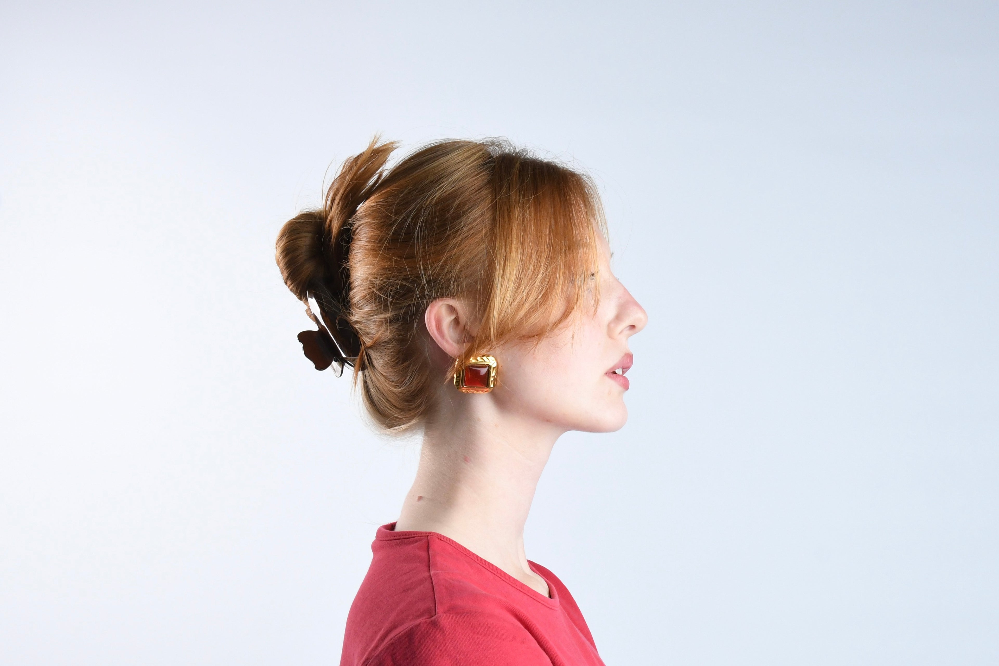 AMARANTH - GOLD EARRINGS RED STONE 18K GOLD PLATING WATERPROOF