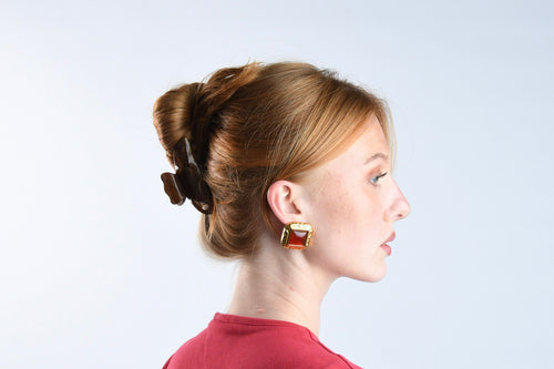AMARANTH - GOLD EARRINGS RED STONE 18K GOLD PLATING WATERPROOF