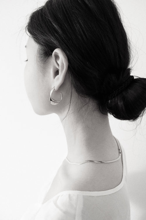 ALBA - SILVER SWIRL HOOP EARRINGS WATERPROOF