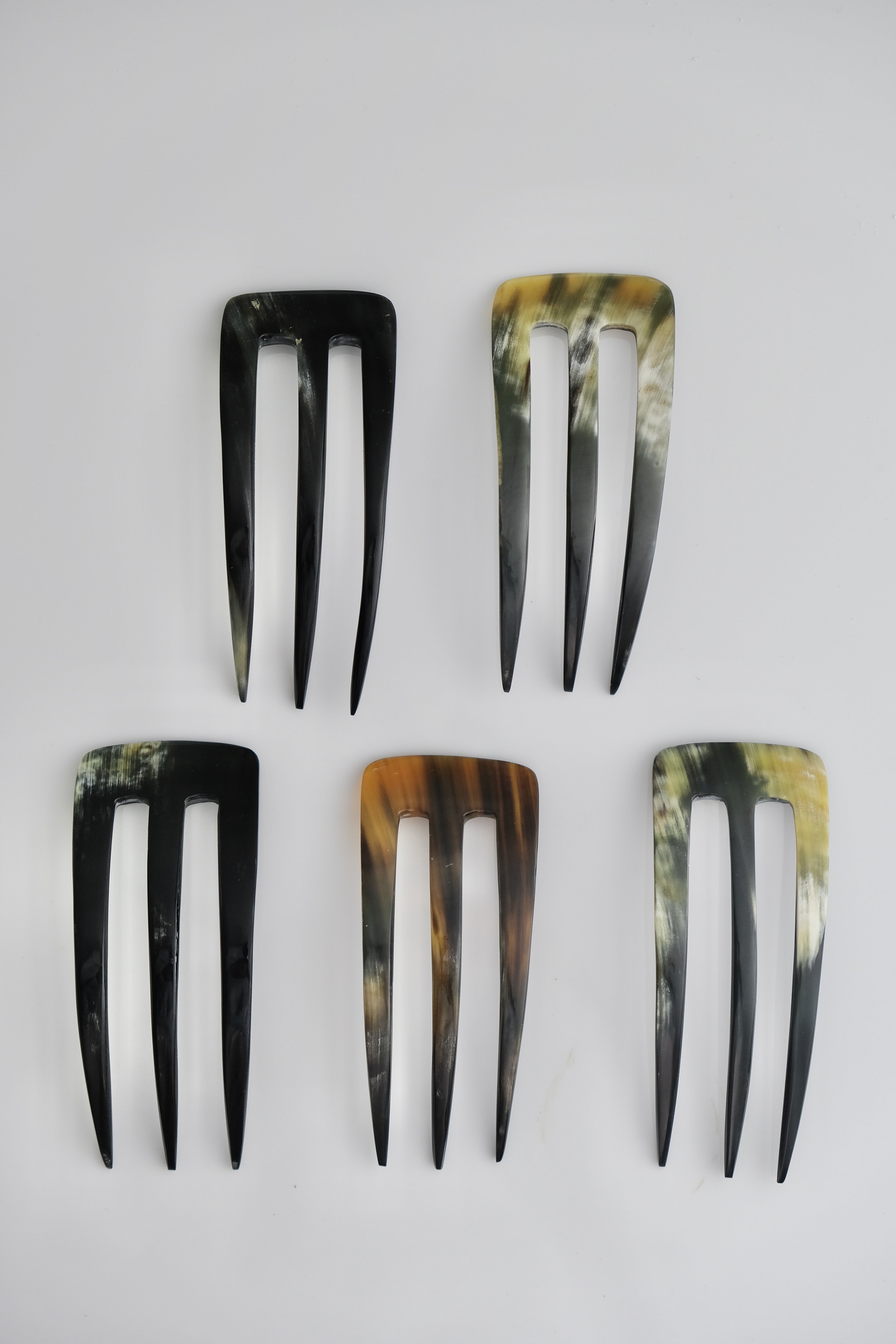HAIR FORK - BUFFALO HORN DARK