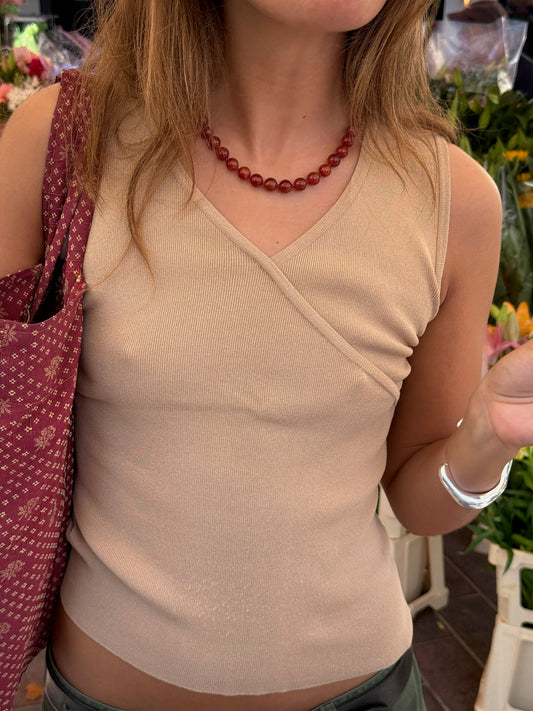 RIVIERA - RED PEARL NECKLACE