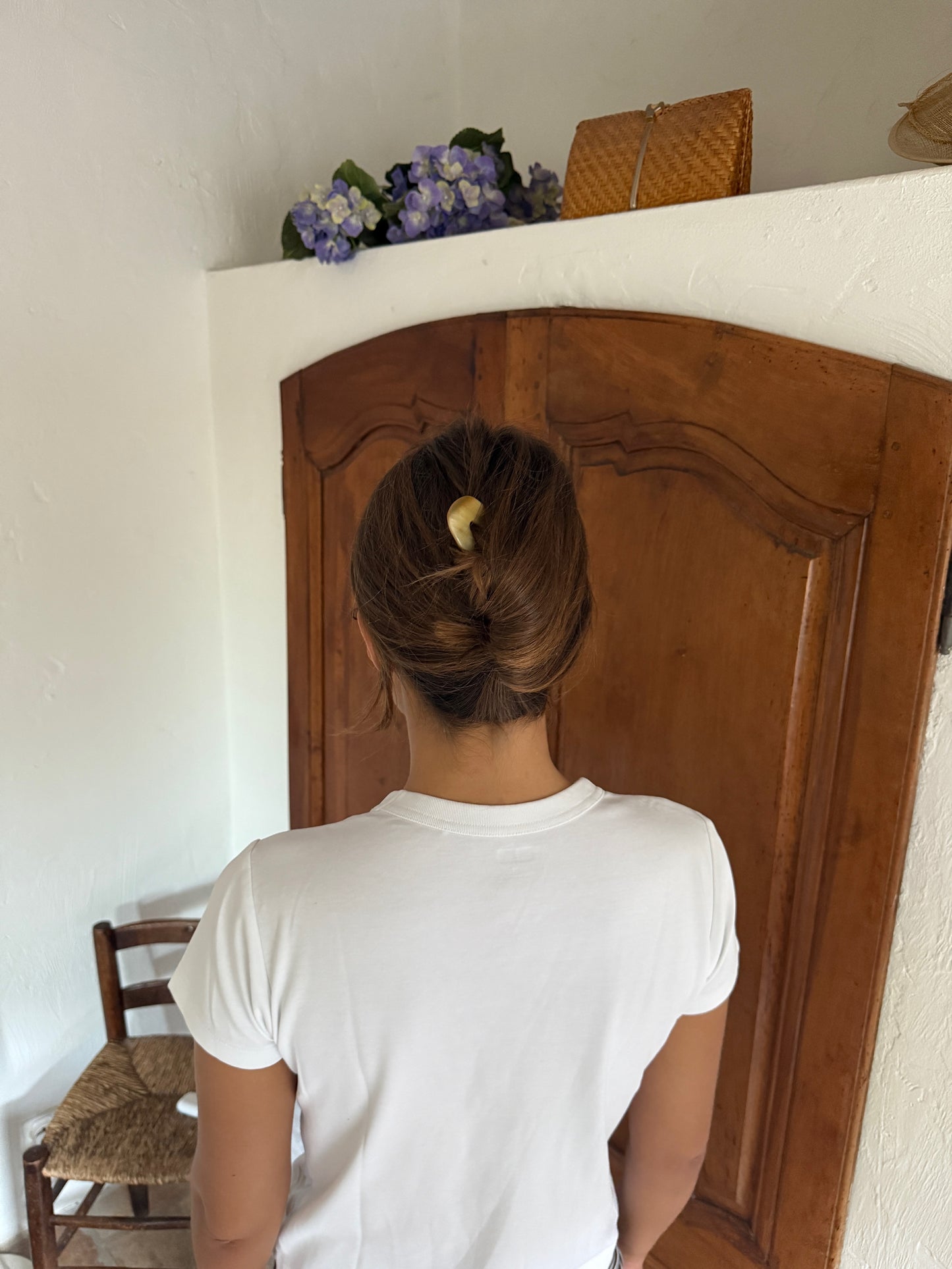 FRENCH HAIR PIN - BUFFALO HORN DARK