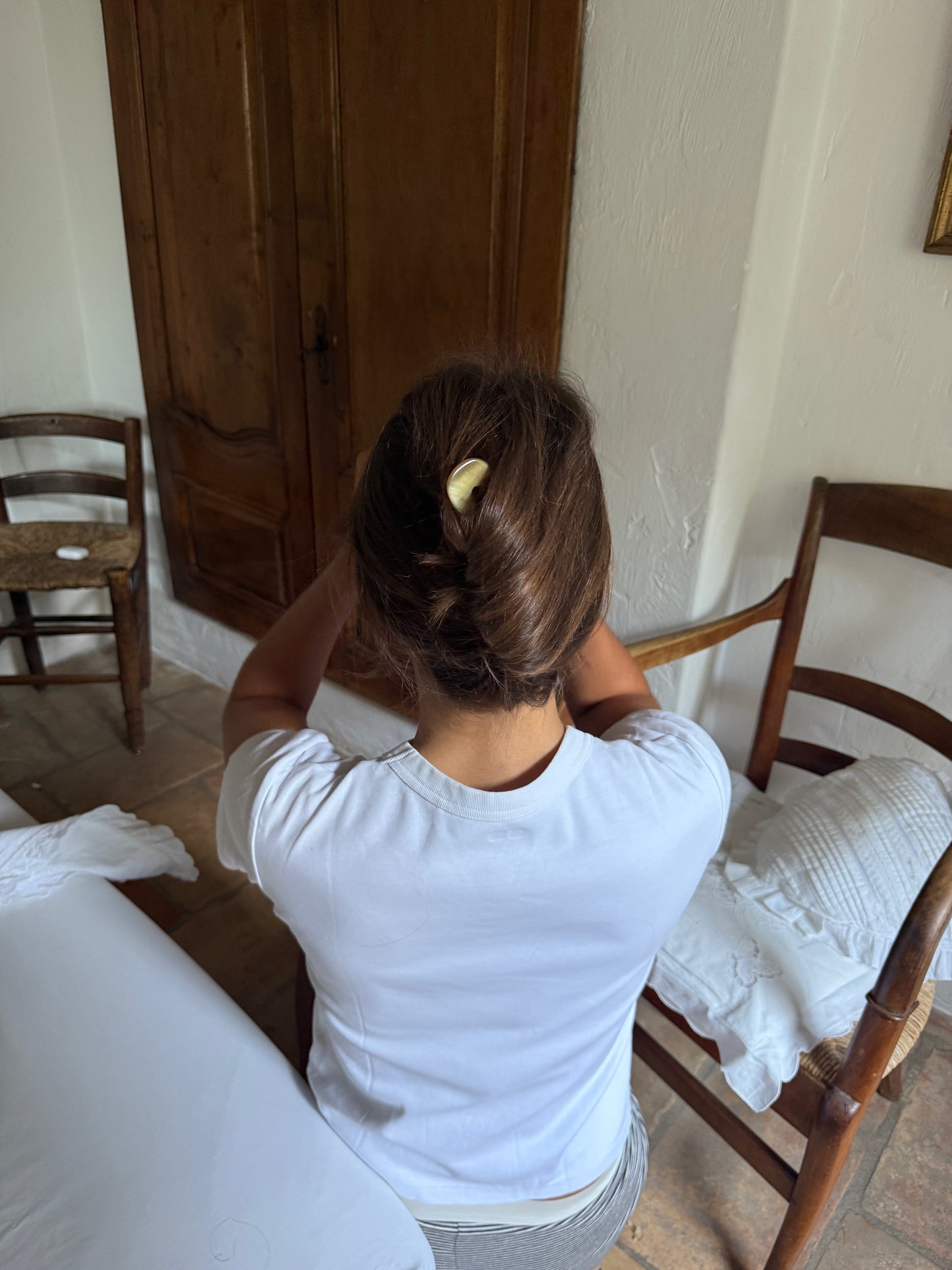 FRENCH HAIR PIN - BUFFALO HORN DARK