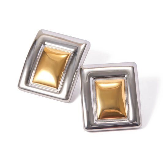 IXIA - CHUNKY GOLD & SILVER EARRINGS 18K GOLD PLATING WATERPROOF