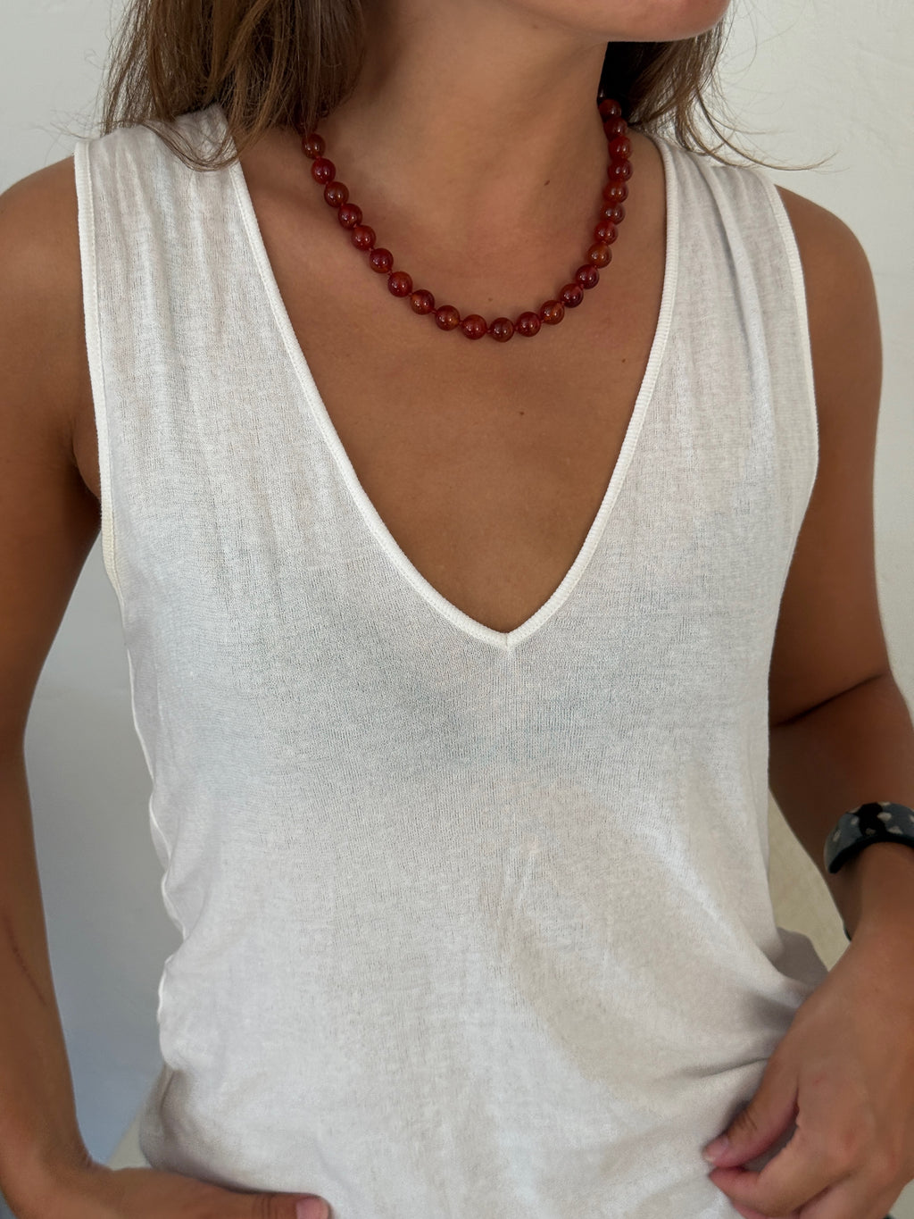 RIVIERA - RED PEARL NECKLACE