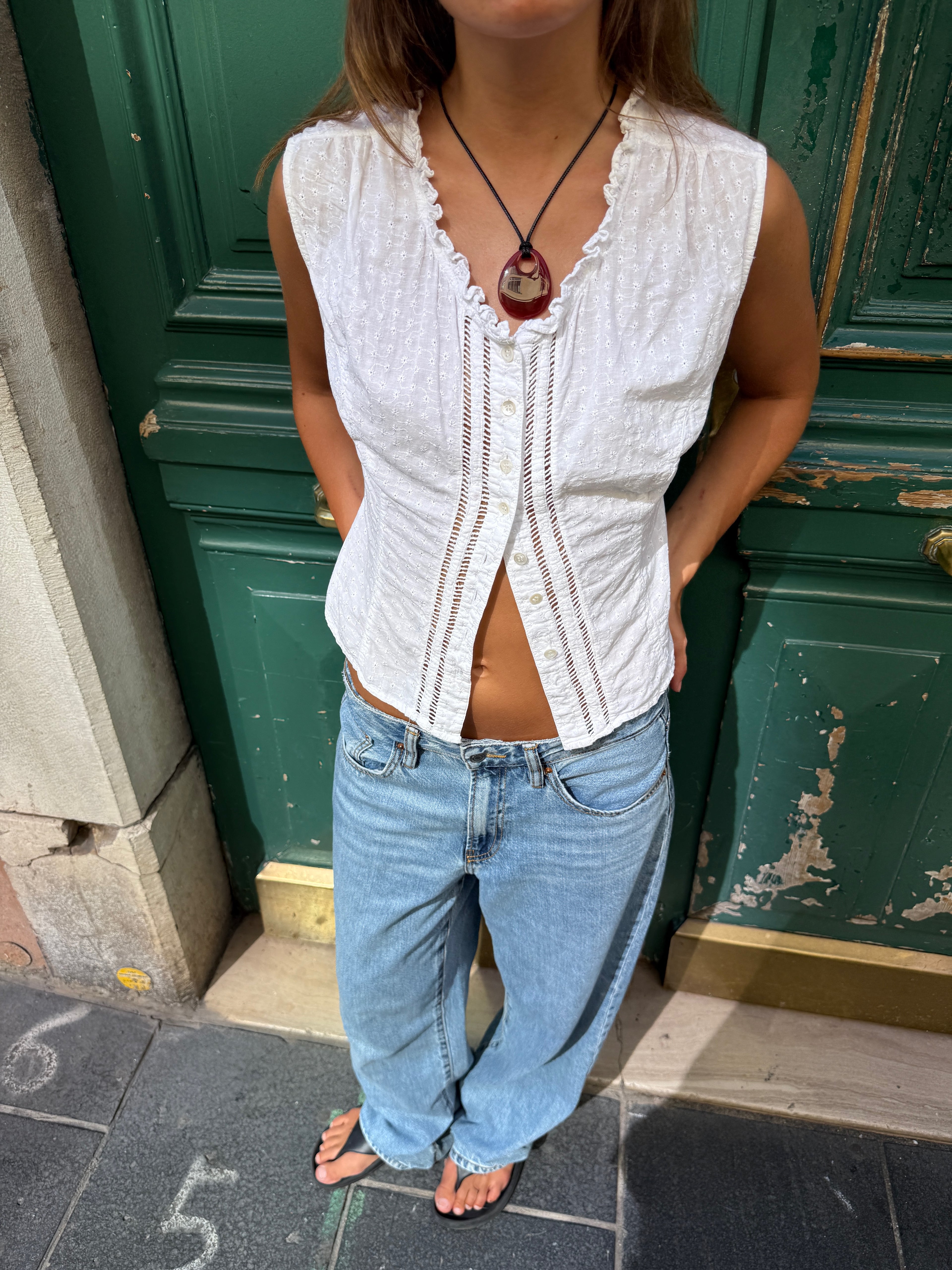 MENTON - RED STONE NECKLACE BLACK BAND