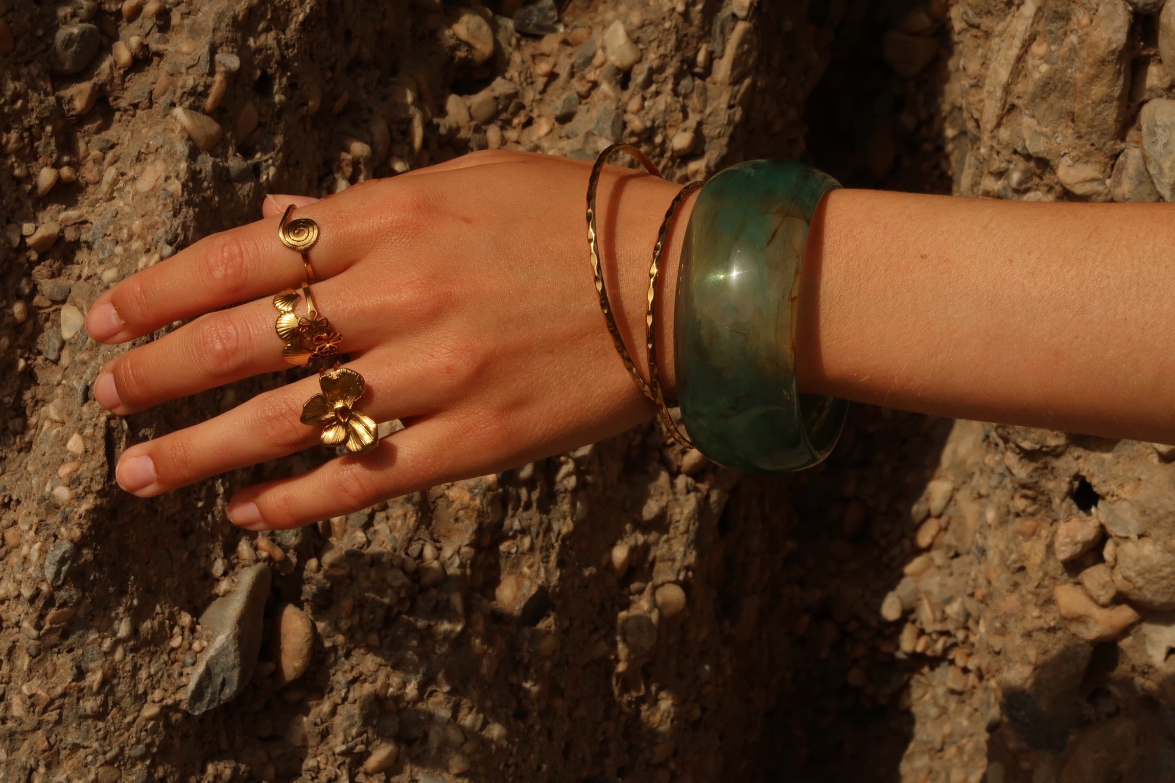 VIOLET - GOLD RING STAINLESS STEEL 18K GOLD PLATING WATERPROOF