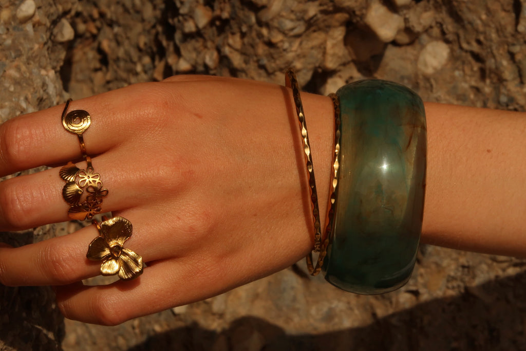 VIOLET - GOLD RING STAINLESS STEEL 18K GOLD PLATING WATERPROOF