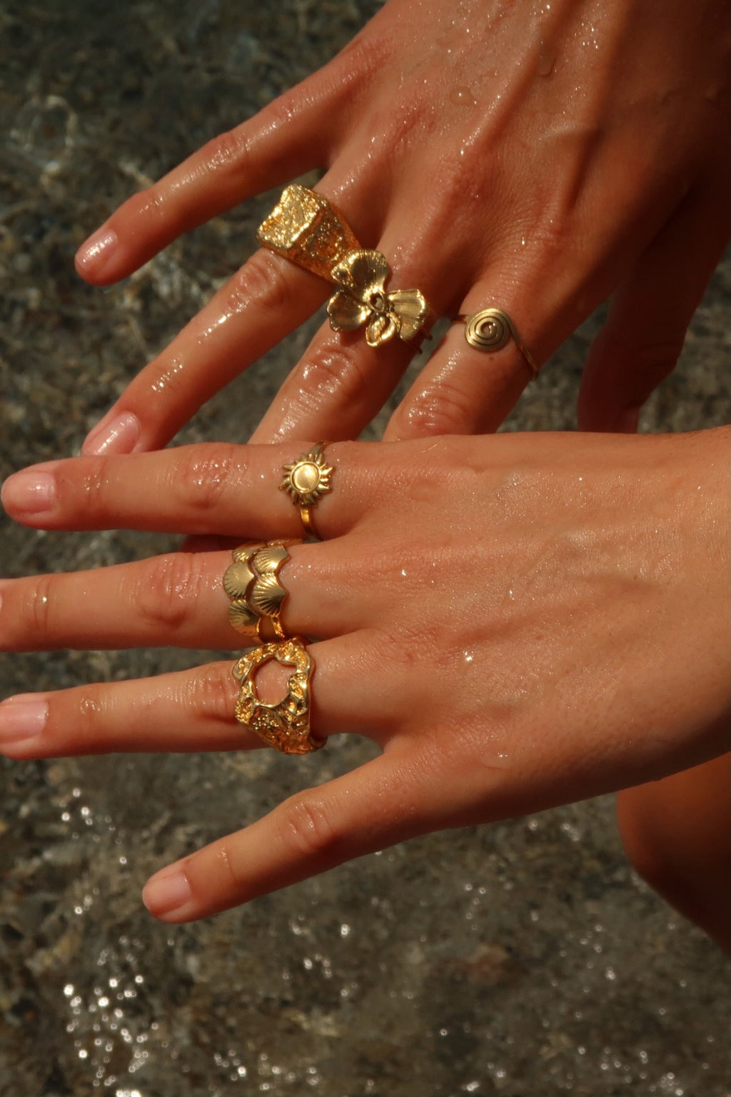 VIOLET - GOLD RING STAINLESS STEEL 18K GOLD PLATING WATERPROOF