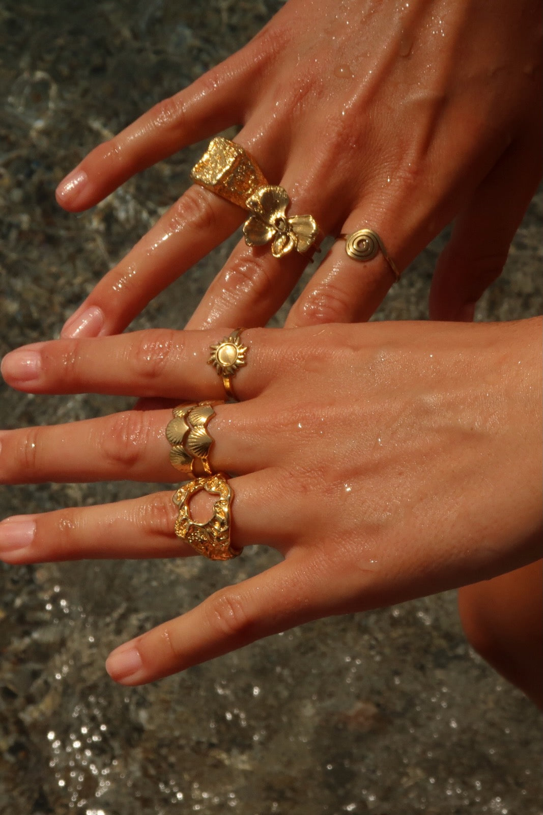 VIOLET - GOLD RING STAINLESS STEEL 18K GOLD PLATING WATERPROOF