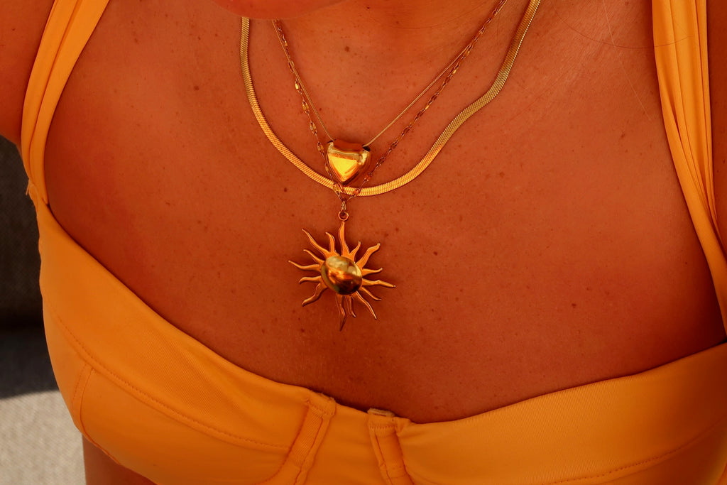SHINE - GOLD SUN NECKLACE STAINLESS STEEL 18K GOLD PLATING WATERPROOF