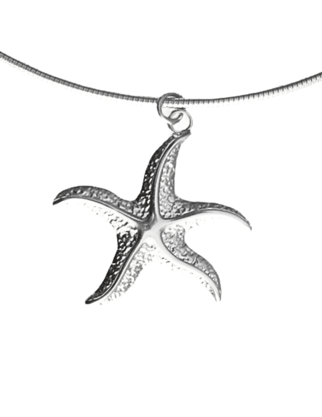 HONEYSUCKLE - SILVER STARFISH NECKLACE IN STAINLESS STEEL