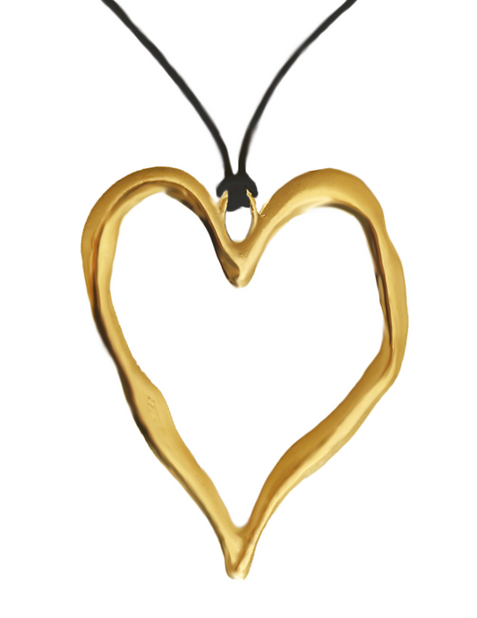 DEFECT LAVENDER - STATEMENT HEART NECKLACE IN GOLD BLACK BAND