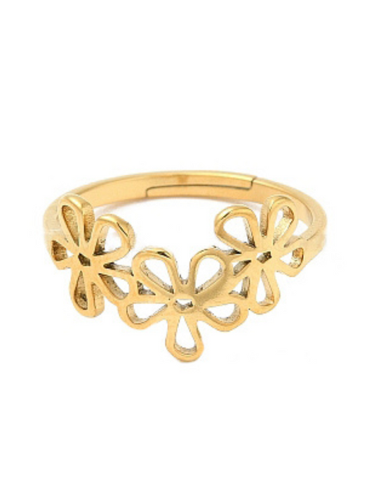 DAISY - GOLD RING IN STAINLESS STEEL 18K GOLD PLATING WATERPROOF