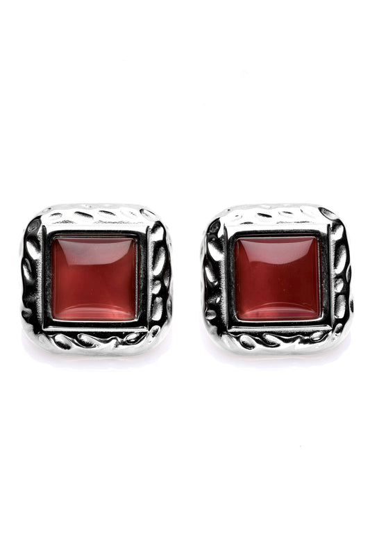 AMARANTH - SILVER EARRINGS RED STONE