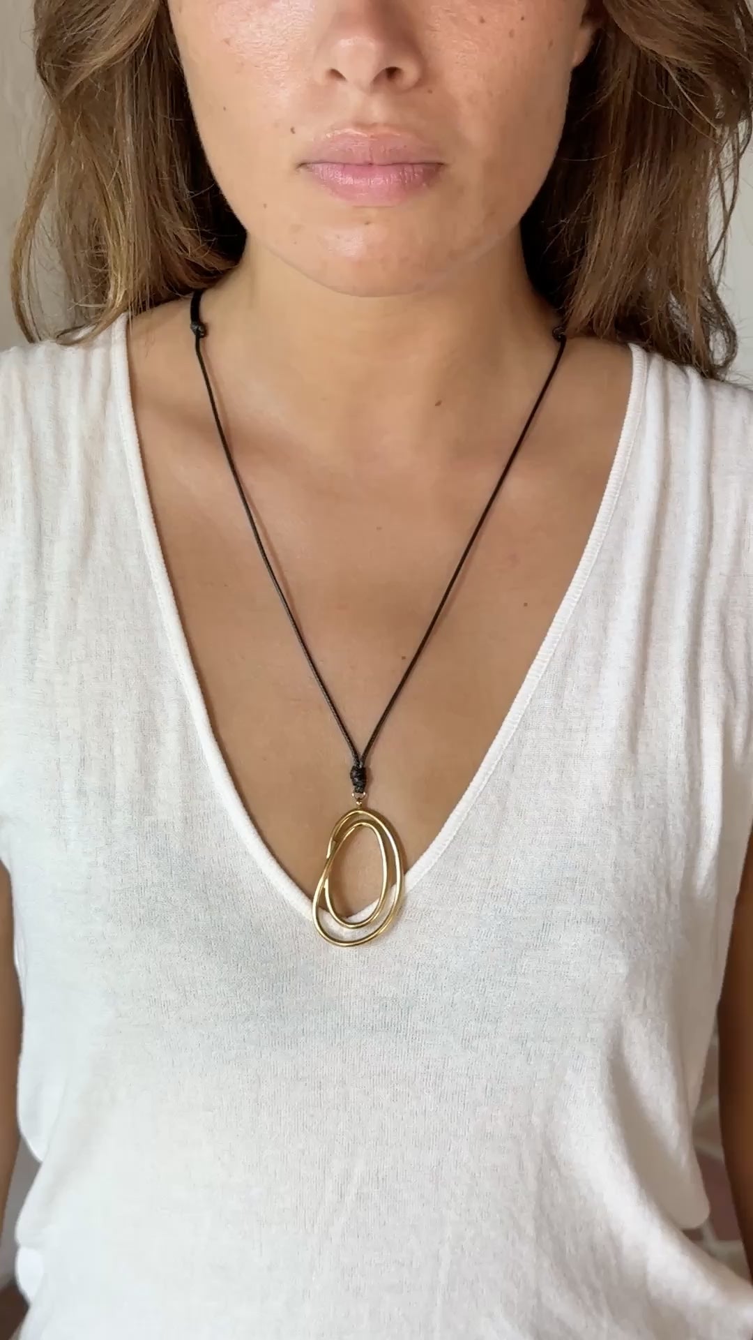 GRASSE - GOLD SWIRL NECKLACE BLACK BAND ADJUSTABLE LENGTH 18K GOLD PLATING WATERPROOF