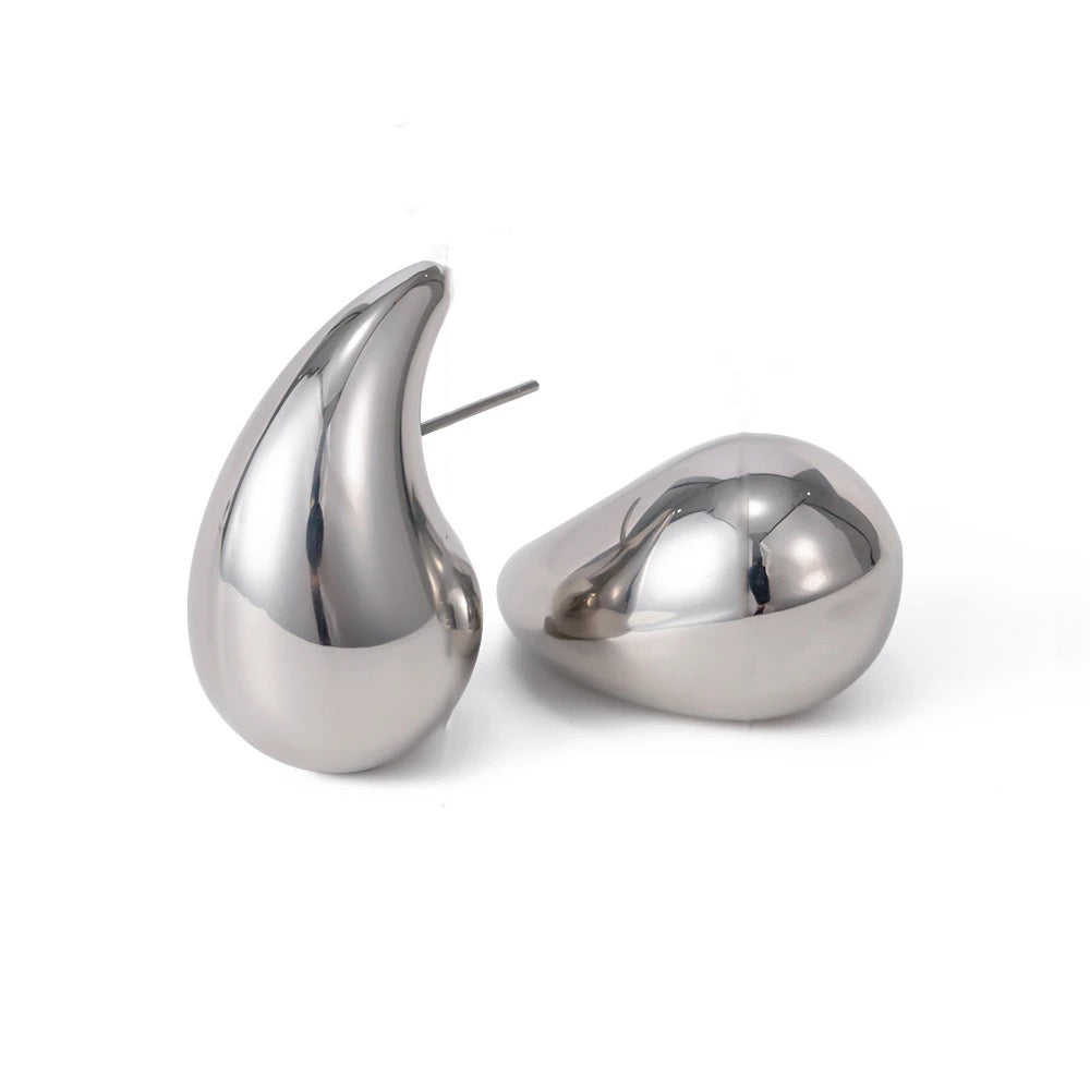 FAUCARIA - CHUNKY SILVER EARRINGS WATERPROOF